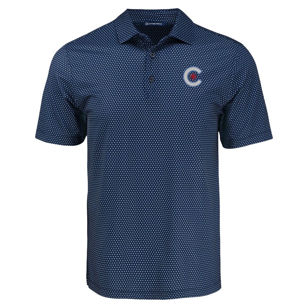 Chicago Cubs Cutter & Buck Pike Eco Shadow Check Print - Navy