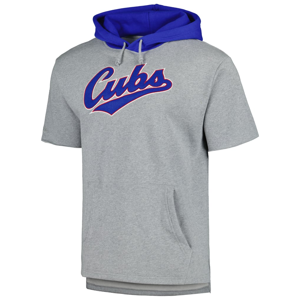 Chicago Cubs Mitchell & Ness Postgame Short Sleeve Pullover Hoodie - Heather Gray