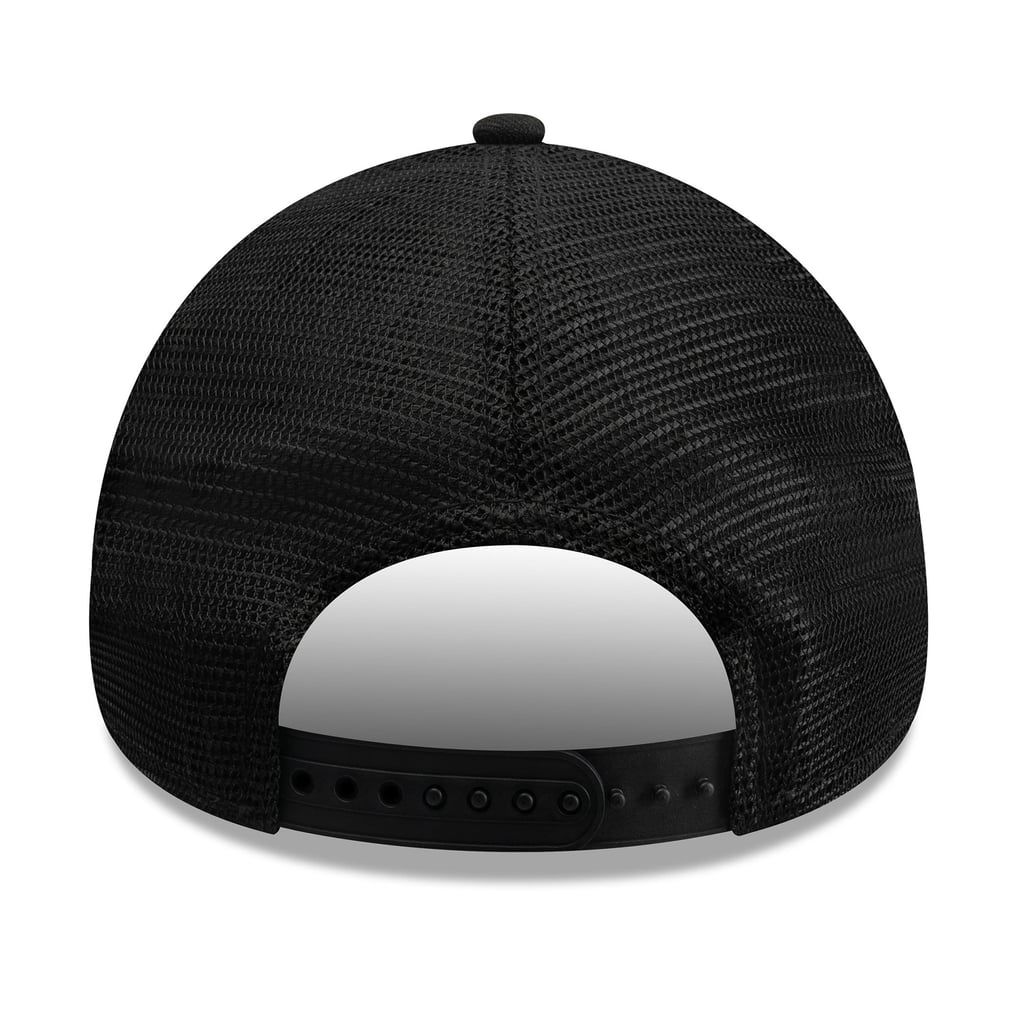 Chicago Cubs New Era Side Script 9FORTY A-Frame Trucker Adjustable Hat - Black