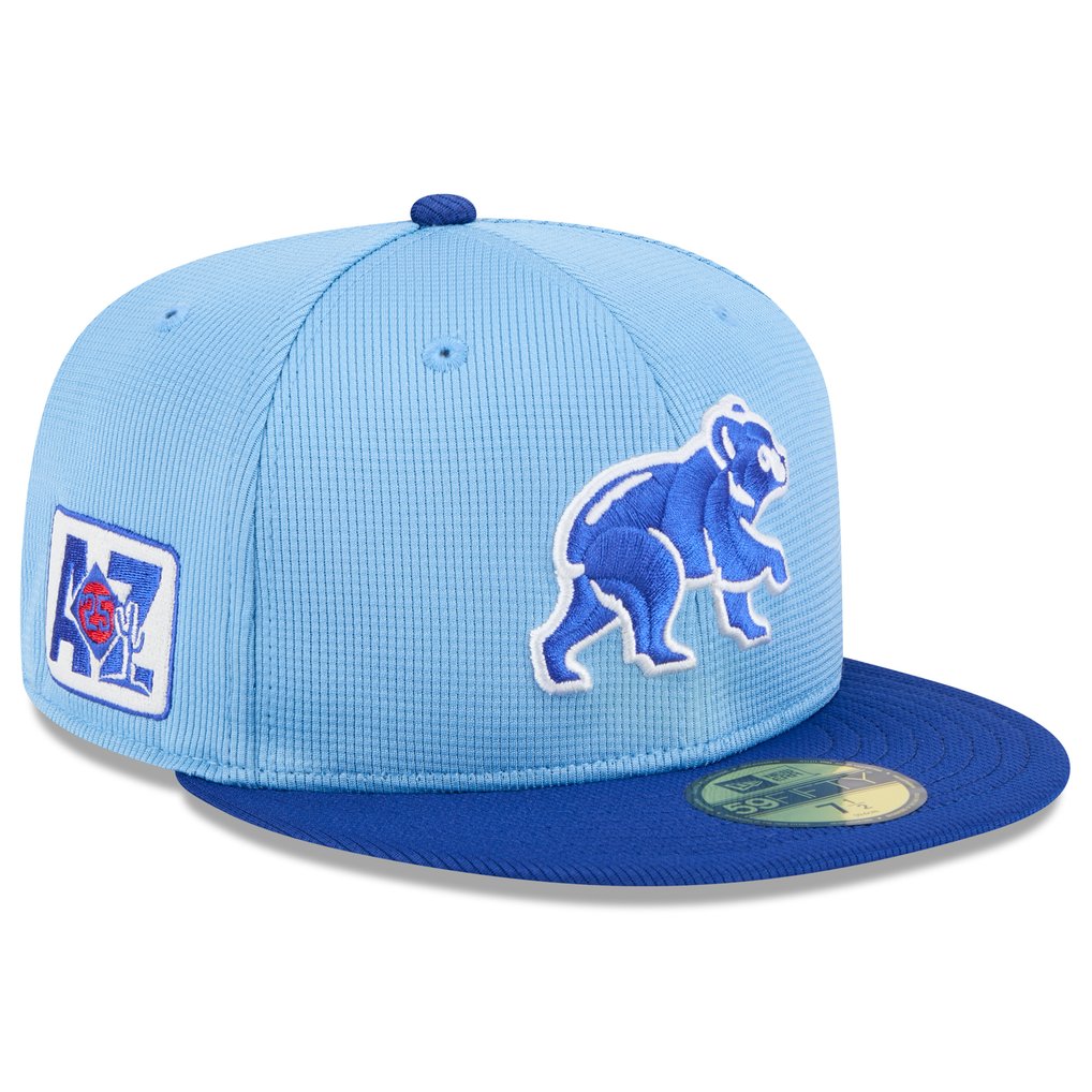  Chicago Cubs New Era 2025 Spring Training 59FIFTY Fitted Hat - Light Blue/Royal