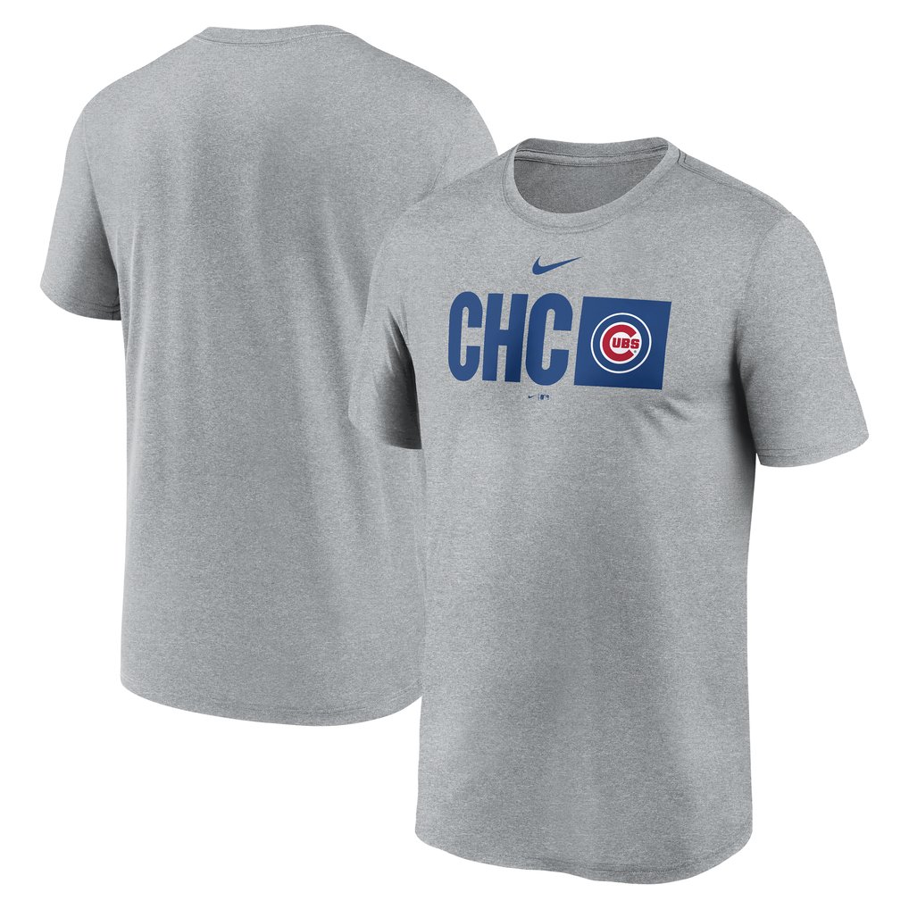  Chicago Cubs Nike Tricode Legend Performance T-Shirt - Heather Gray