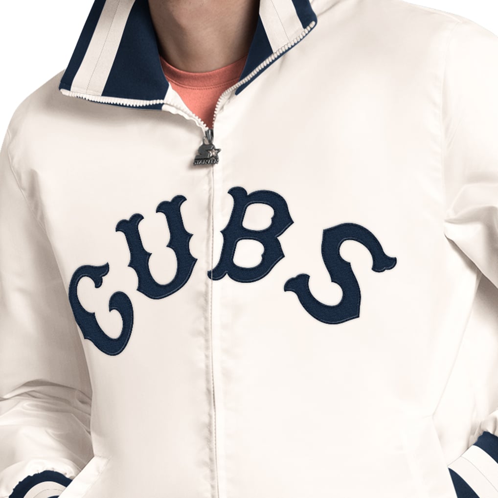 Chicago Cubs Starter The Captain Cooperstown Logo Full-Zip Varsity Jacket - White