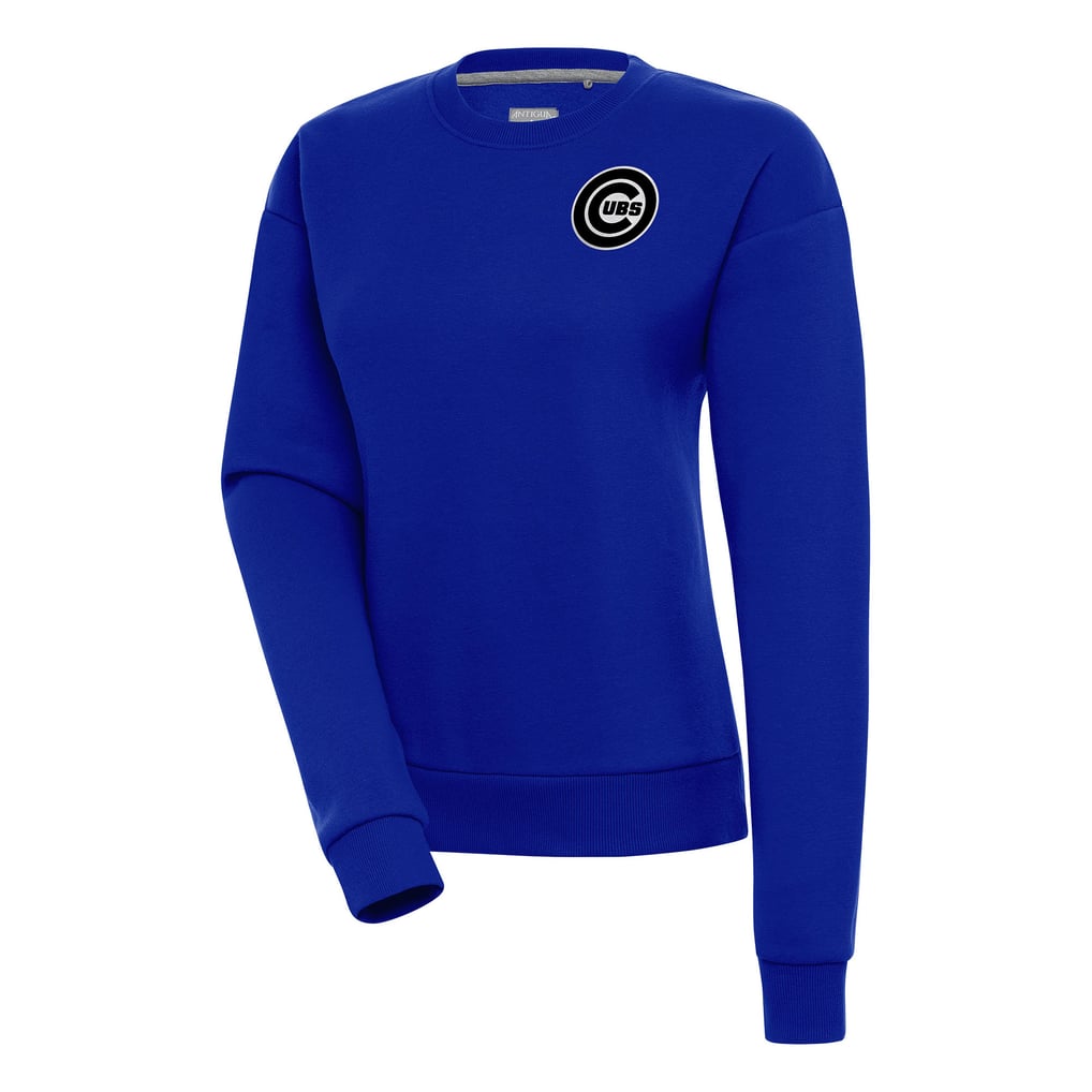  Chicago Cubs Antigua Women's Brushed Metallic Victory Pullover Sweatshirt - Royal