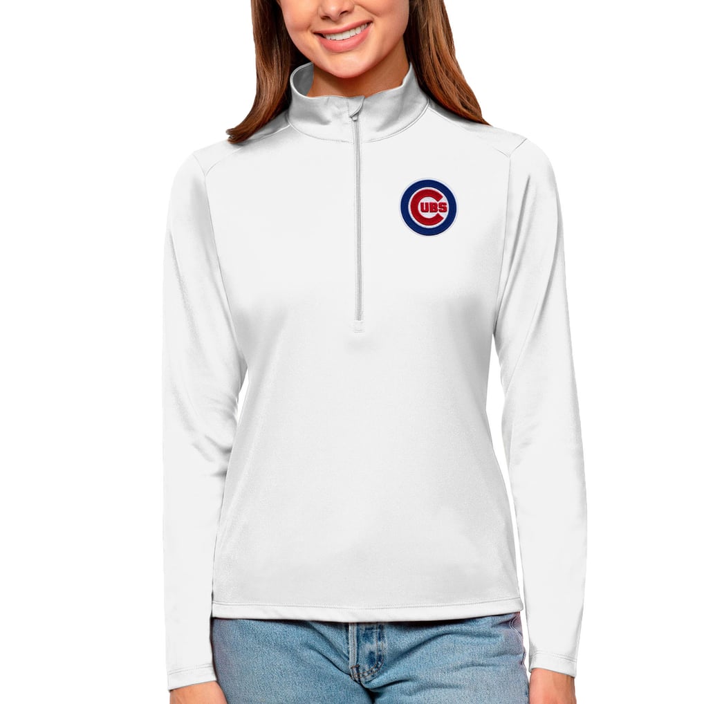 Chicago Cubs Antigua Women's Tribute Quarter-Zip Pullover Top - White