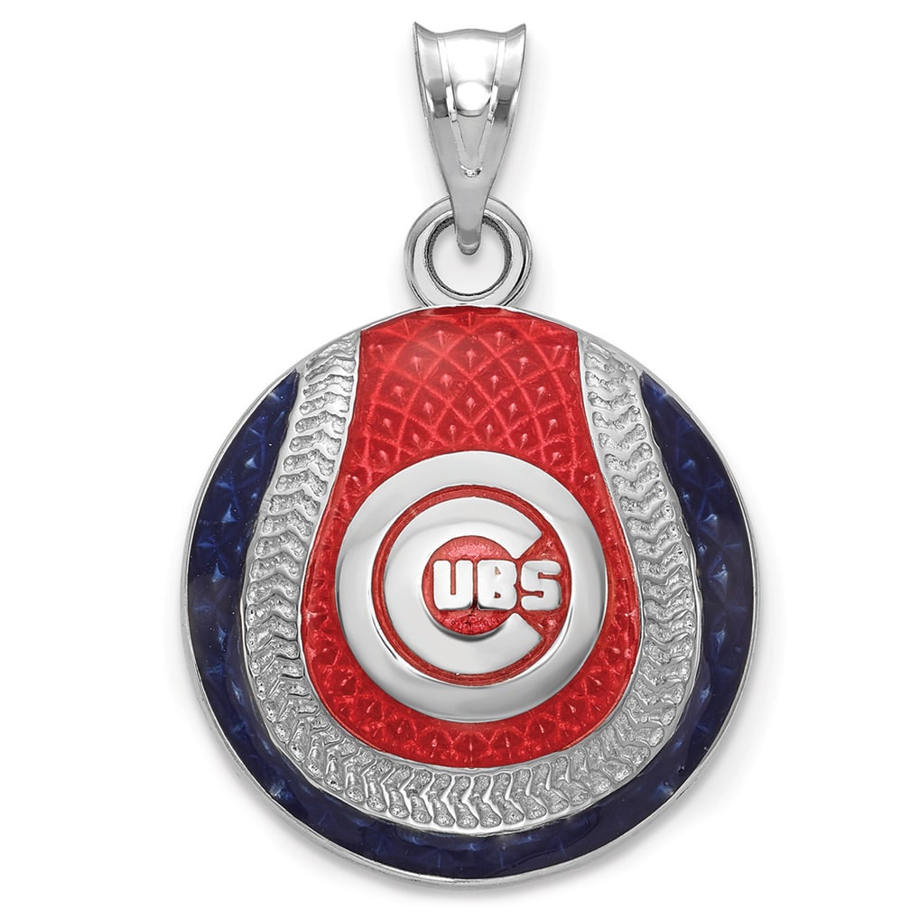 Chicago Cubs Women's Sterling Silver Enameled Baseball Pendant