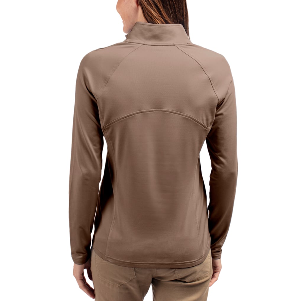 Chicago Cubs Cutter & Buck Women's Adapt Eco Knit Stretch Half-Zip Pullover - Brown