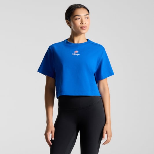 Chicago Cubs lululemon Women's All Yours Organic Cotton Cropped T-Shirt - Symphony Blue