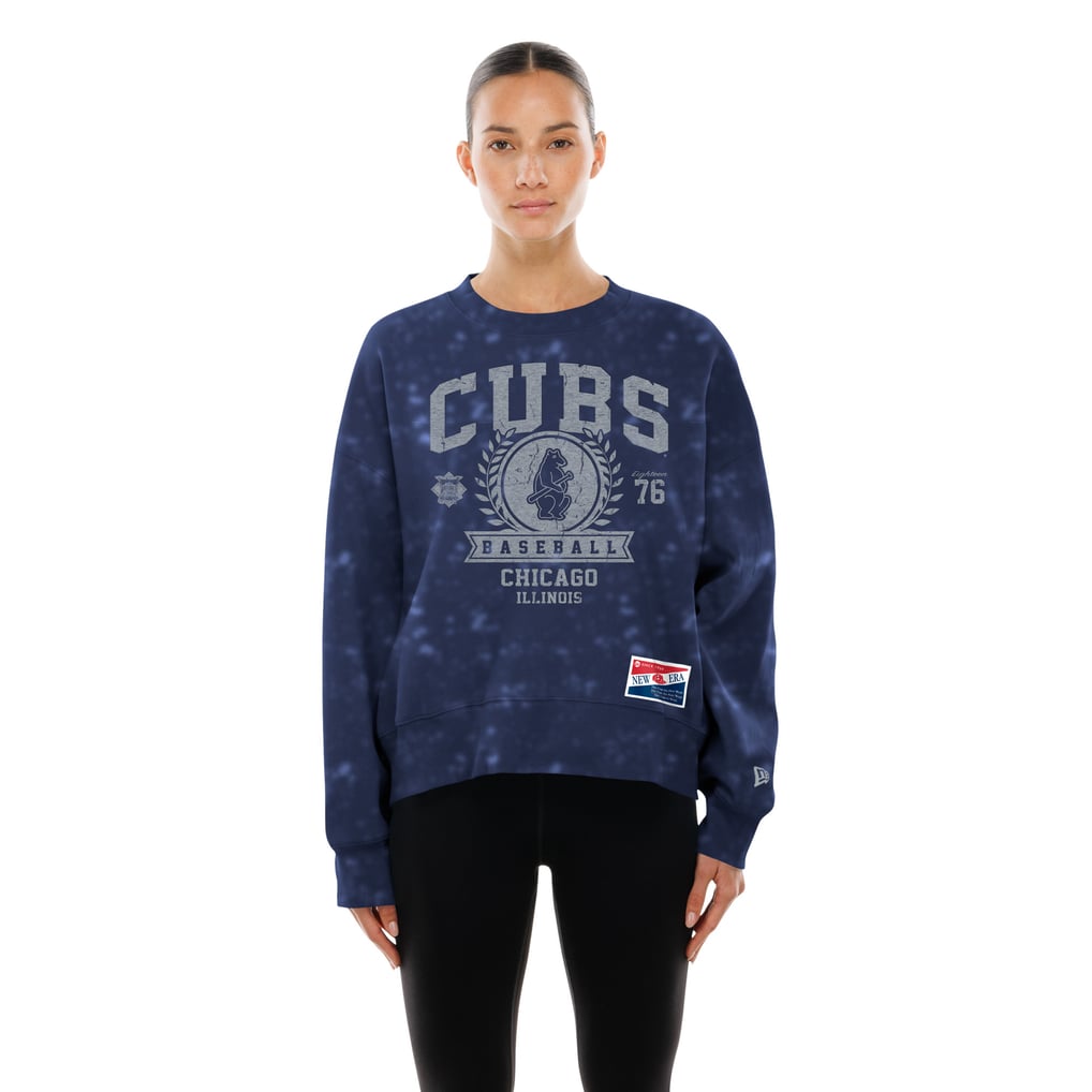  Chicago Cubs New Era Women's Throwback Oversized Boxy Sweatshirt - Royal