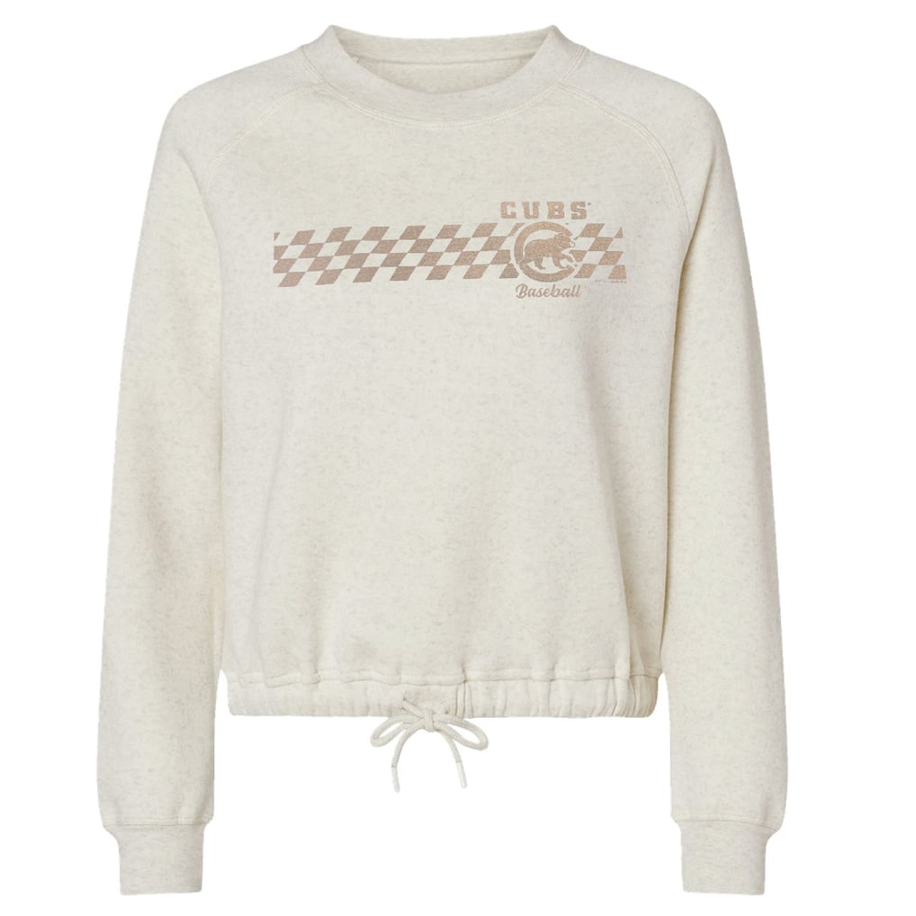 Chicago Cubs Soft as a Grape Women's Tonal Checkered Sweatshirt - Natural