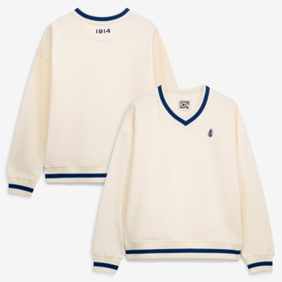  Chicago Cubs Terez Women's Swizzle V-Neck Sweatshirt - Cream