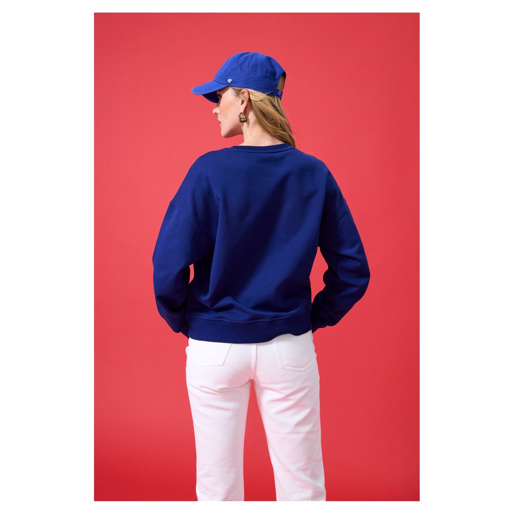 Chicago Cubs Terez Women's Oversized Gemstone Logo Sweatshirt - Navy