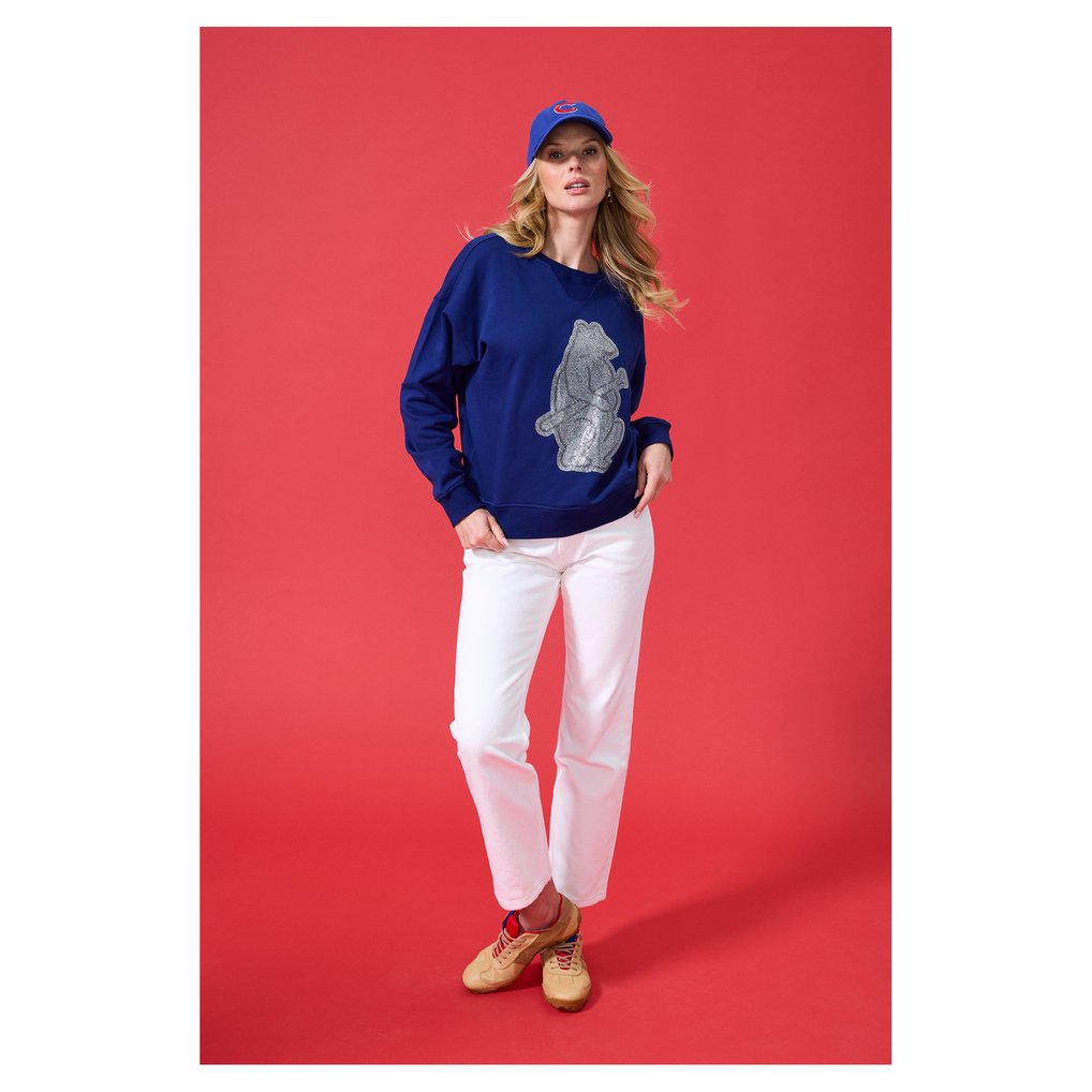 Chicago Cubs Terez Women's Oversized Gemstone Logo Sweatshirt - Navy