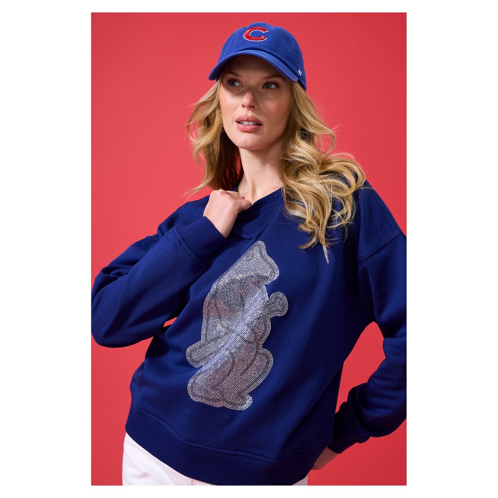 Chicago Cubs Terez Women's Oversized Gemstone Logo Sweatshirt - Navy