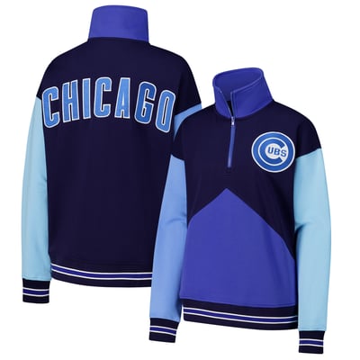 Chicago Cubs Terez Women's Classic Colorblock Quarter-Zip Sweatshirt - Navy/Blue