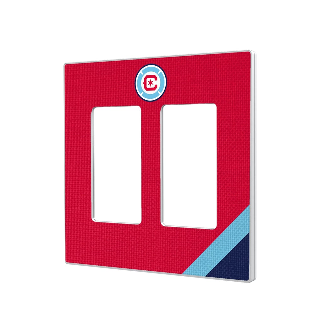 Chicago Fire Diagonal Stripe Design Double Rocker Lightswitch Plate