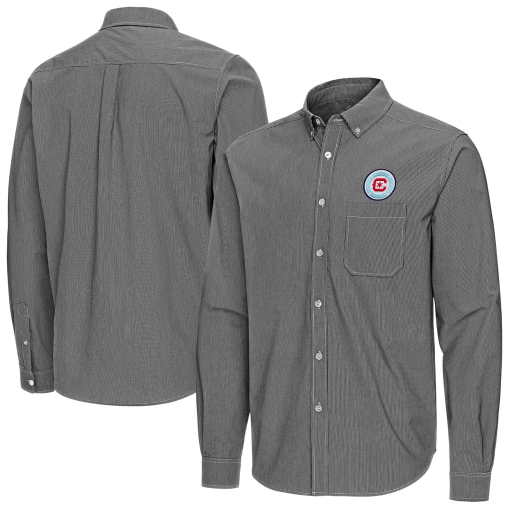 Chicago Fire Antigua Porter Woven Tri-Blend Long Sleeve Button-Down Shirt - Black