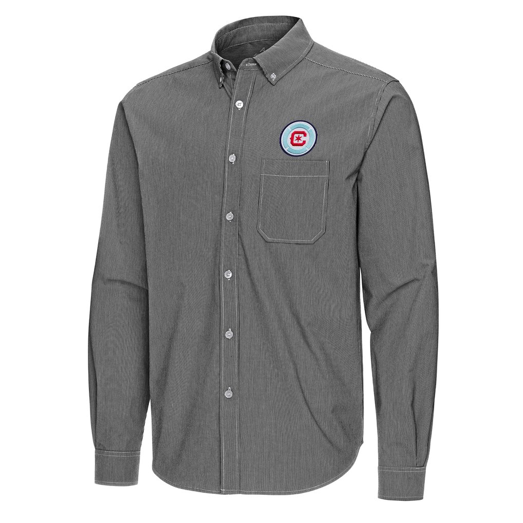 Chicago Fire Antigua Porter Woven Tri-Blend Long Sleeve Button-Down Shirt - Black