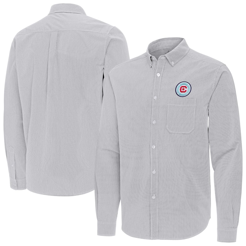 Chicago Fire Antigua Porter Woven Tri-Blend Long Sleeve Button-Down Shirt - Gray