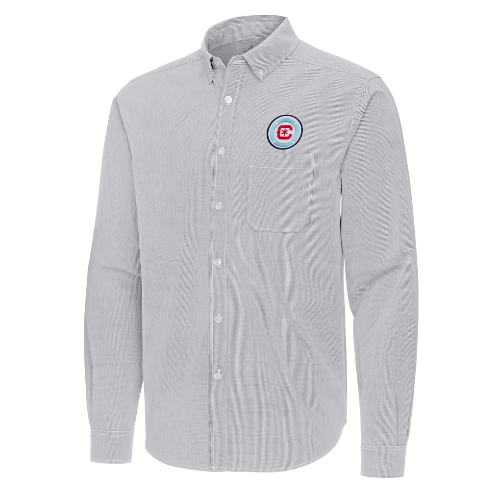 Chicago Fire Antigua Porter Woven Tri-Blend Long Sleeve Button-Down Shirt - Gray