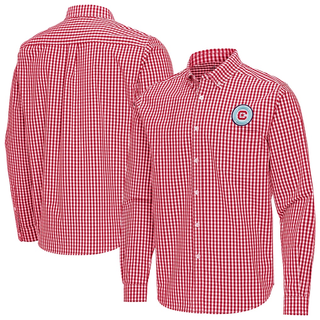 Chicago Fire Antigua Ellis Tri-Blend Long Sleeve Button-Down Shirt - Red