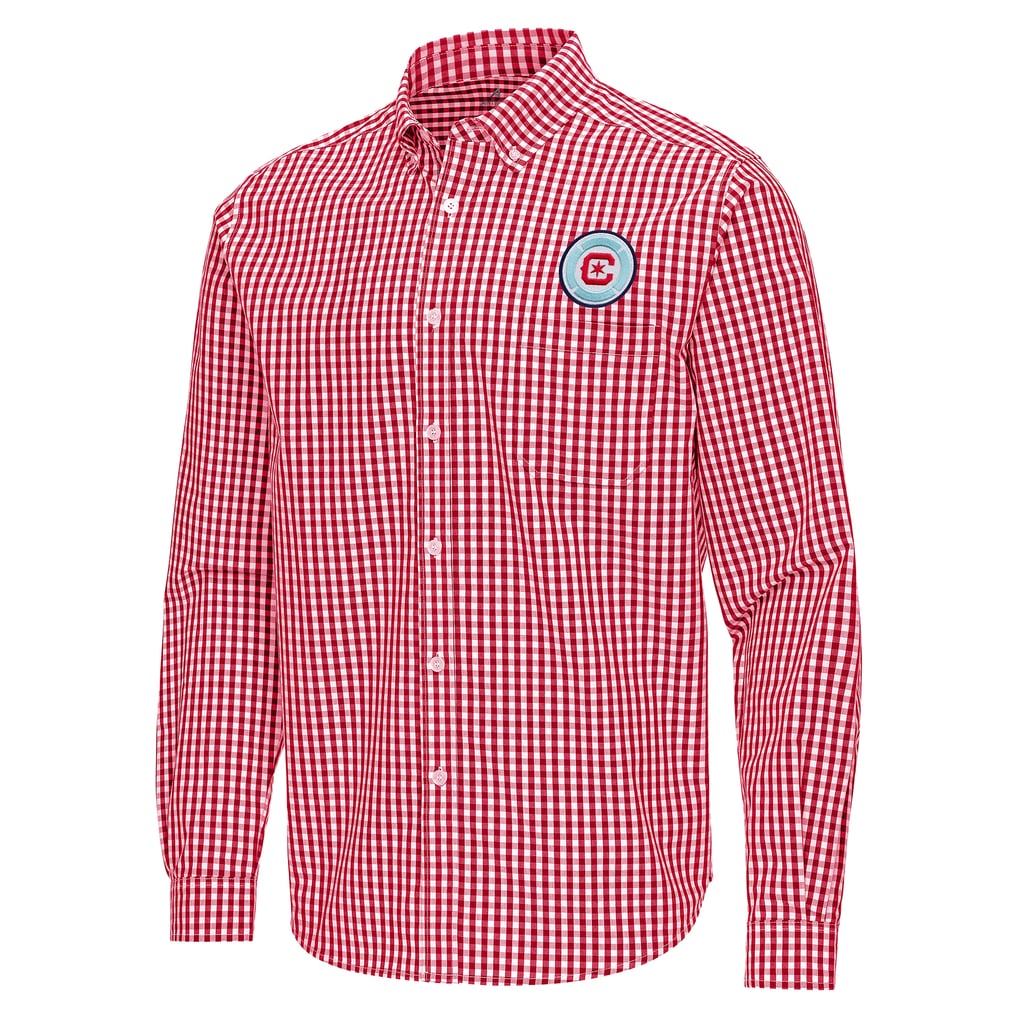 Chicago Fire Antigua Ellis Tri-Blend Long Sleeve Button-Down Shirt - Red