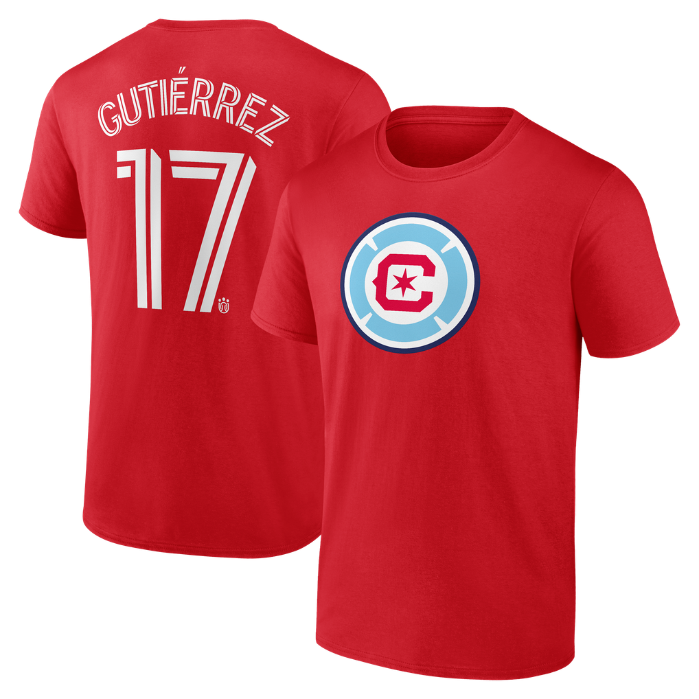 Brian Gutierrez Chicago Fire Authentic Stack Name & Number T-Shirt - Red