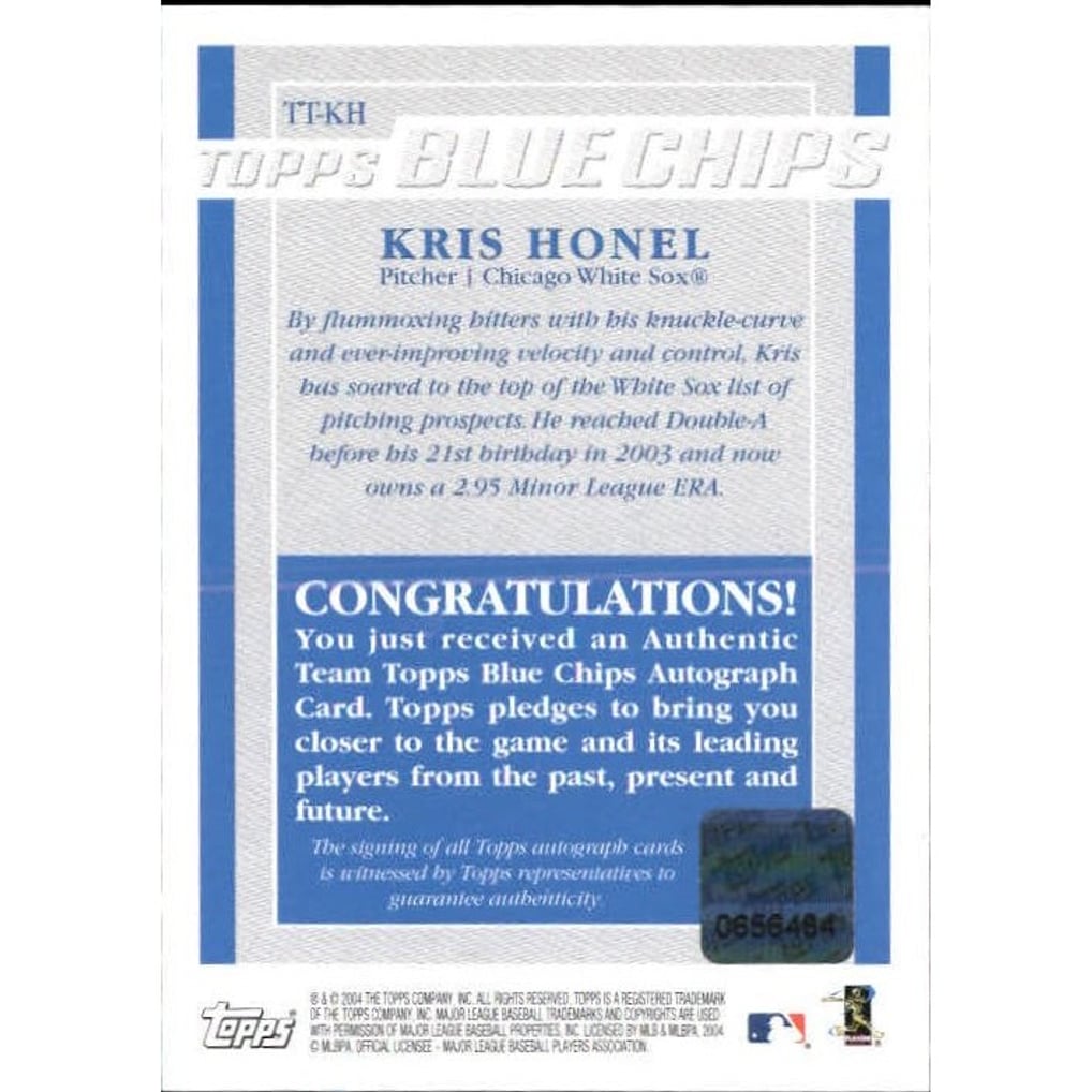 2003 Topps Blue Chips Autographs #KH Kris Honel