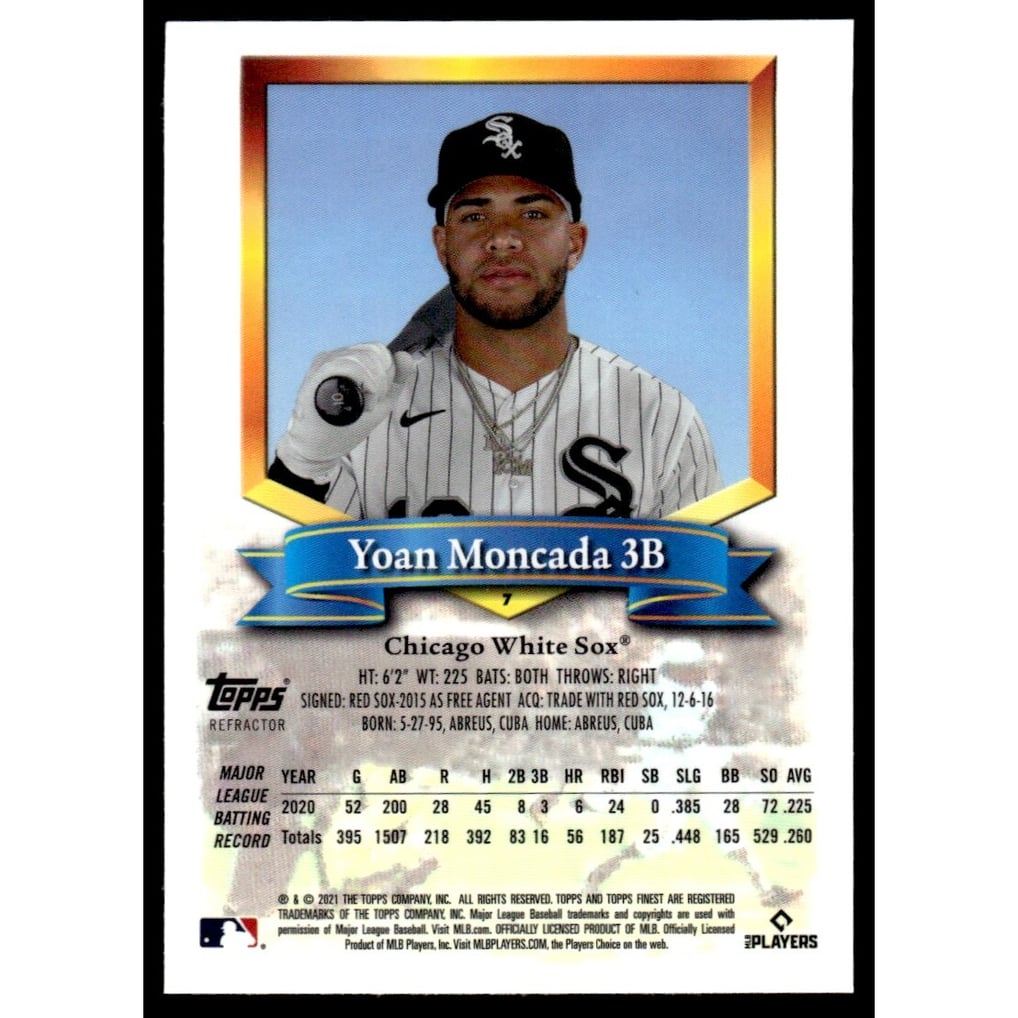 2021 Finest Flashbacks Refractors #7 Yoan Moncada