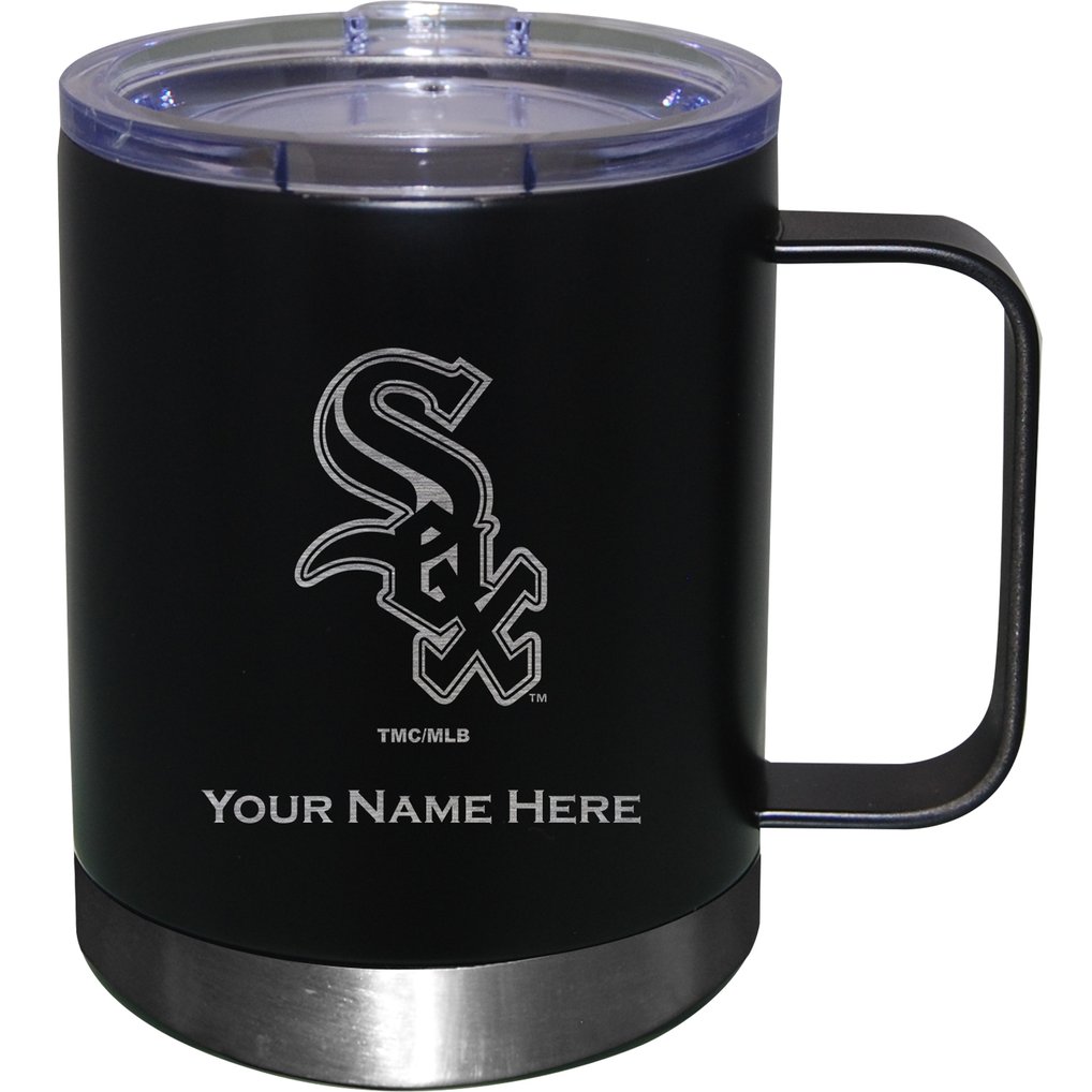 Chicago White Sox 12oz. Personalized Stainless Steel Lowball with Handle - Black