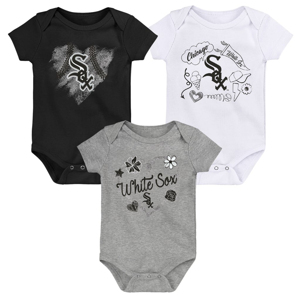 Chicago White Sox Infant Batter Up 3-Pack Bodysuit Set - Black/White/Gray