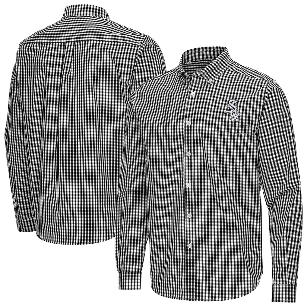 Chicago White Sox Antigua Ellis Woven Tri-Blend Button-Down Shirt - Black