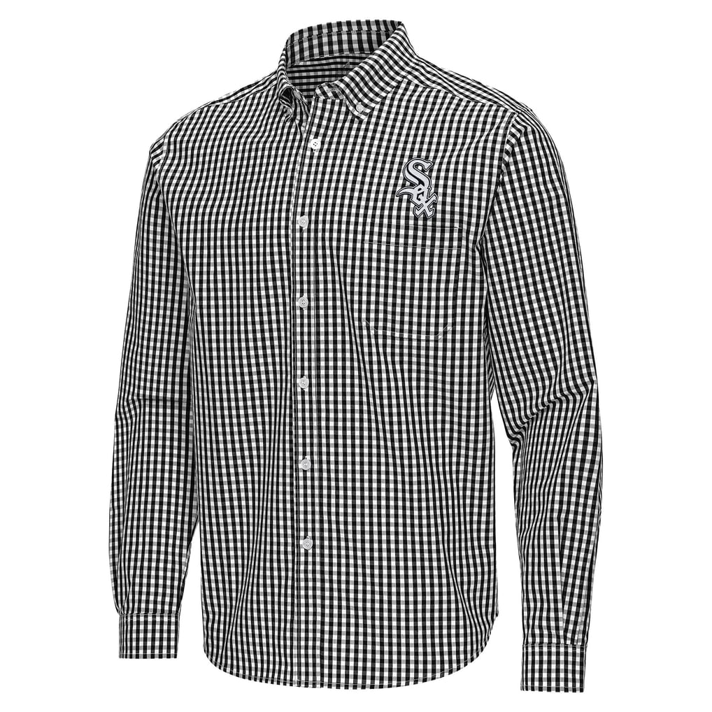 Chicago White Sox Antigua Ellis Woven Tri-Blend Button-Down Shirt - Black