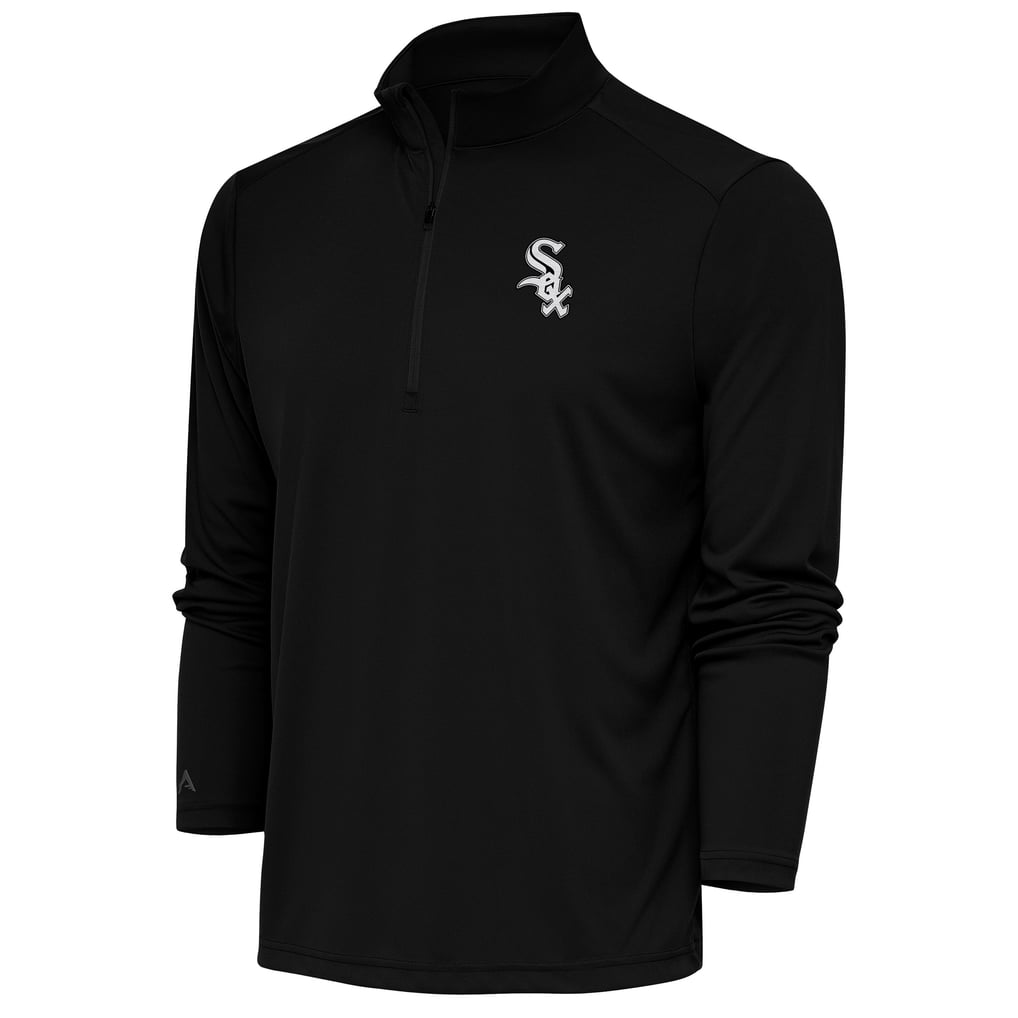 Chicago White Sox Antigua Metallic Tribute Quarter-Zip Top - Black