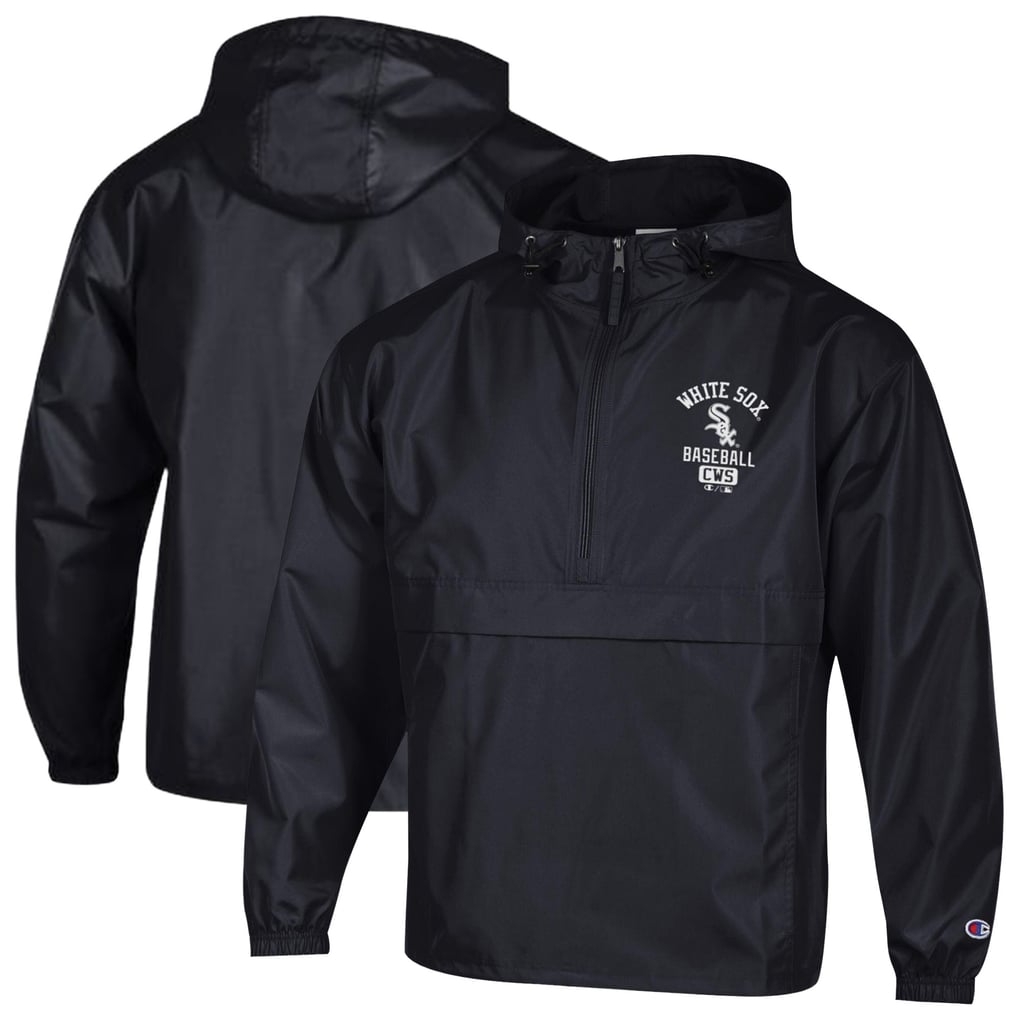  Chicago White Sox Champion Packable Windbreaker Half-Zip Jacket - Black