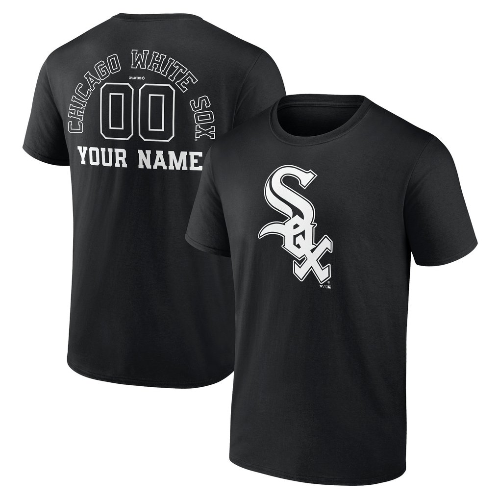 Chicago White Sox Monochrome Personalized Name & Number T-Shirt - Black