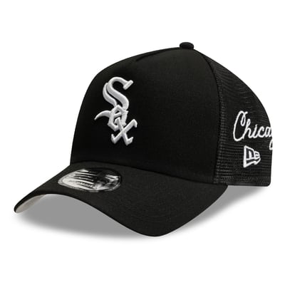 Chicago White Sox New Era Side Script 9FORTY A-Frame Trucker Adjustable Hat - Black