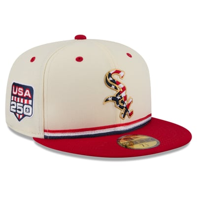 Chicago White Sox New Era USA 250 Fourth of July 59FIFTY Fitted Hat - Cream/Red