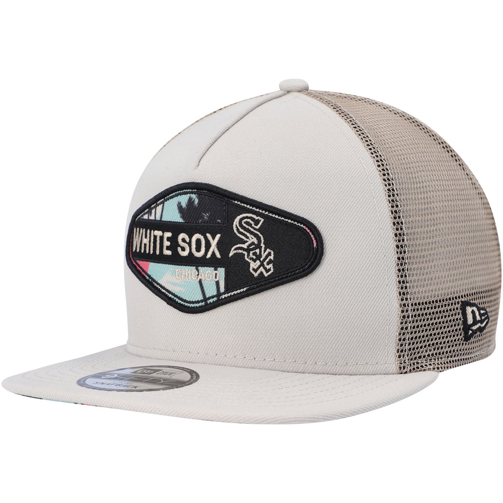 Chicago White Sox New Era Retro Beachin' Patch A-Frame Trucker 9FIFTY Snapback Hat - Natural