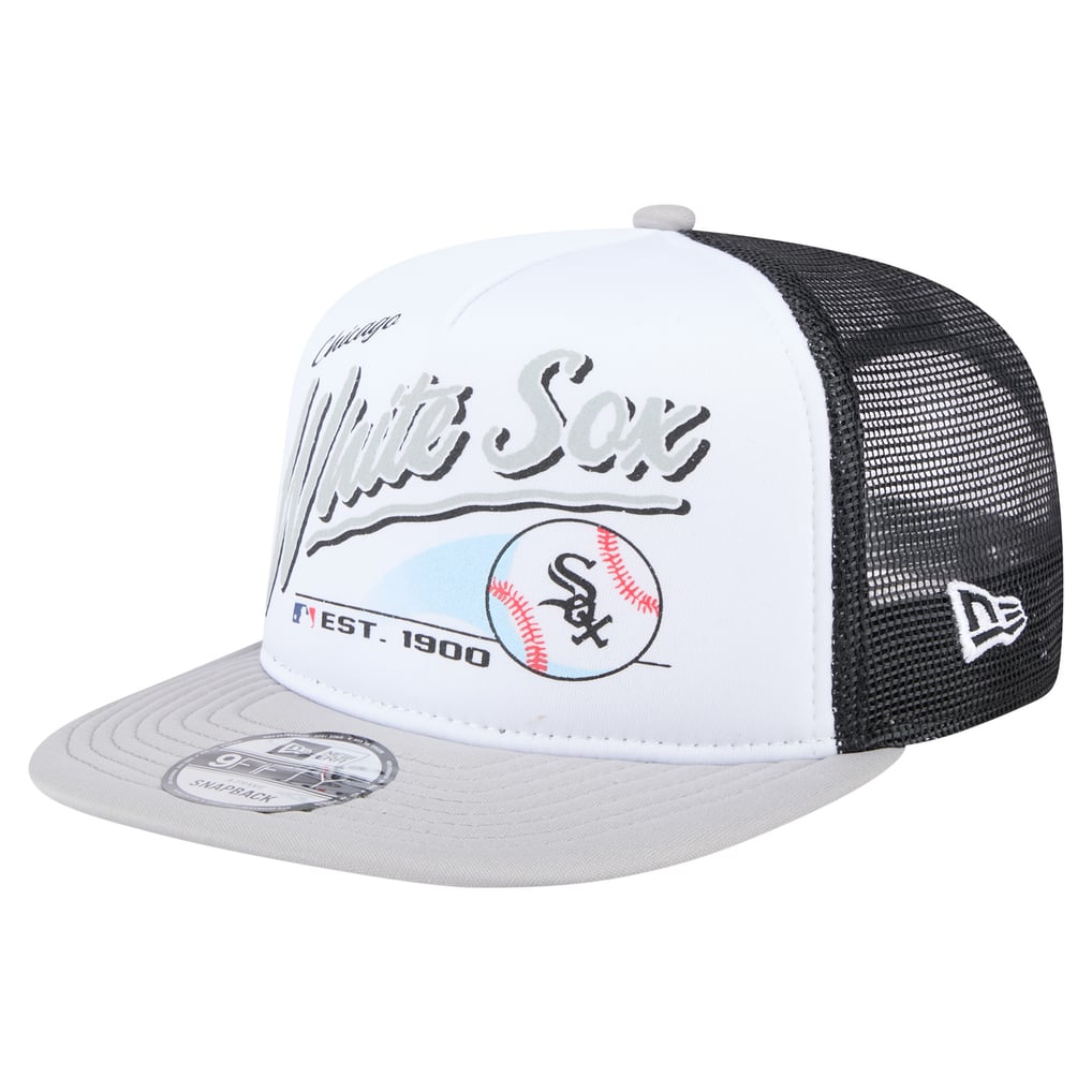 Chicago White Sox New Era Retro Script Trucker 9FIFTY Snapback Hat - White/Gray