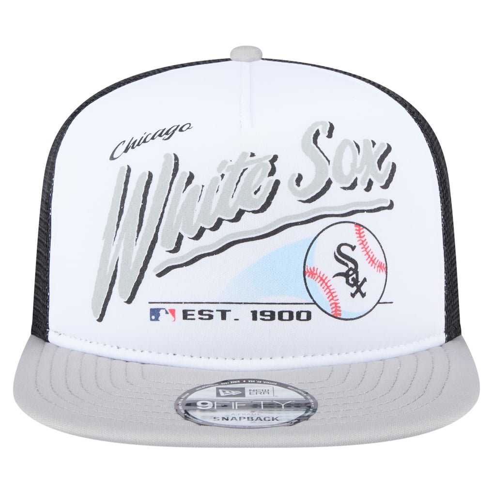 Chicago White Sox New Era Retro Script Trucker 9FIFTY Snapback Hat - White/Gray