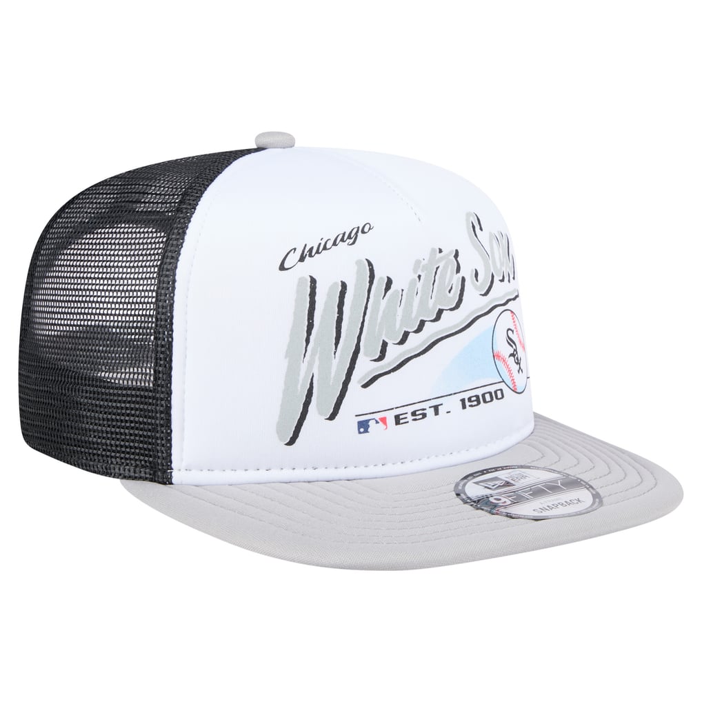 Chicago White Sox New Era Retro Script Trucker 9FIFTY Snapback Hat - White/Gray