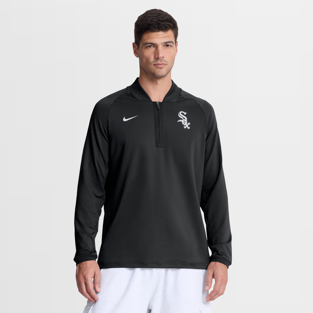 Chicago White Sox Nike Authentic Collection Dri-FIT Raglan Half-Zip Pullover - Black