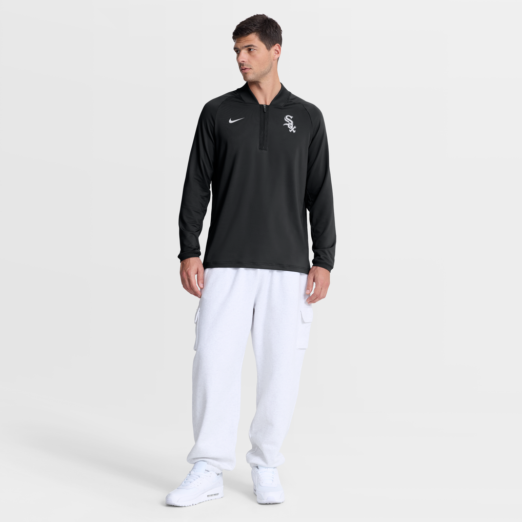 Chicago White Sox Nike Authentic Collection Dri-FIT Raglan Half-Zip Pullover - Black
