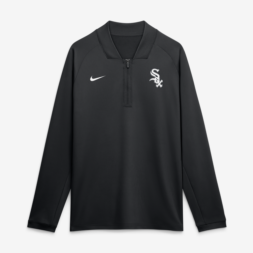 Chicago White Sox Nike Authentic Collection Dri-FIT Raglan Half-Zip Pullover - Black