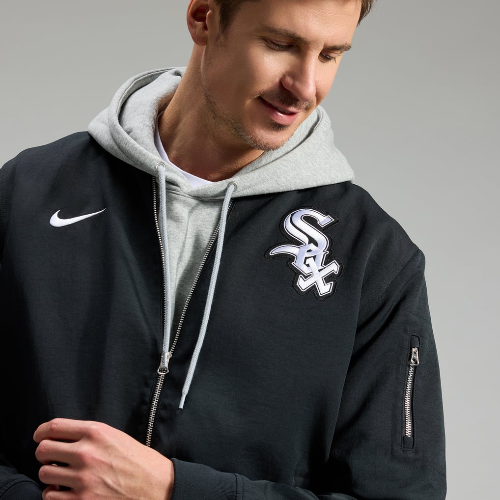 Chicago White Sox Nike Authentic Collection Dugout Relaxed Full-Zip Bomber Jacket - Black