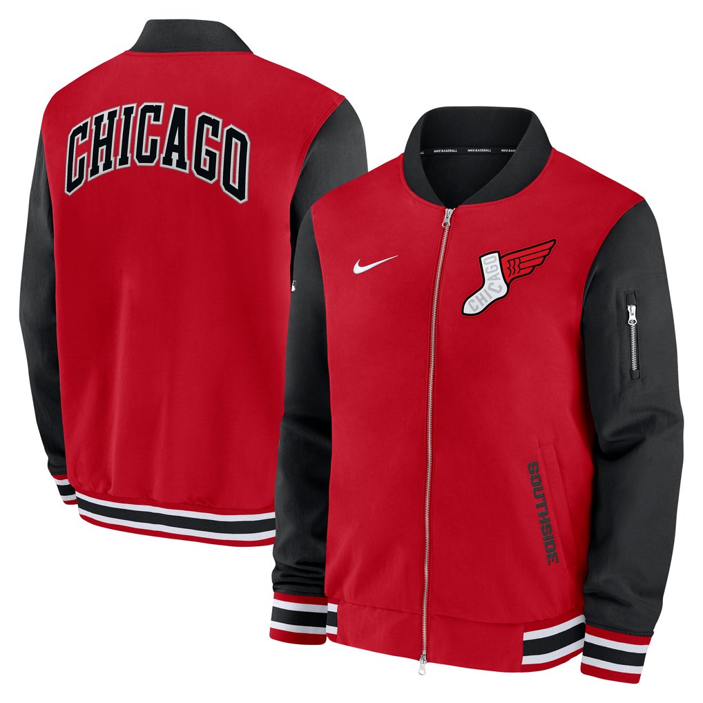 Chicago White Sox Nike 2025 City Connect Authentic Collection Full-Zip Bomber Jacket - Red/Black