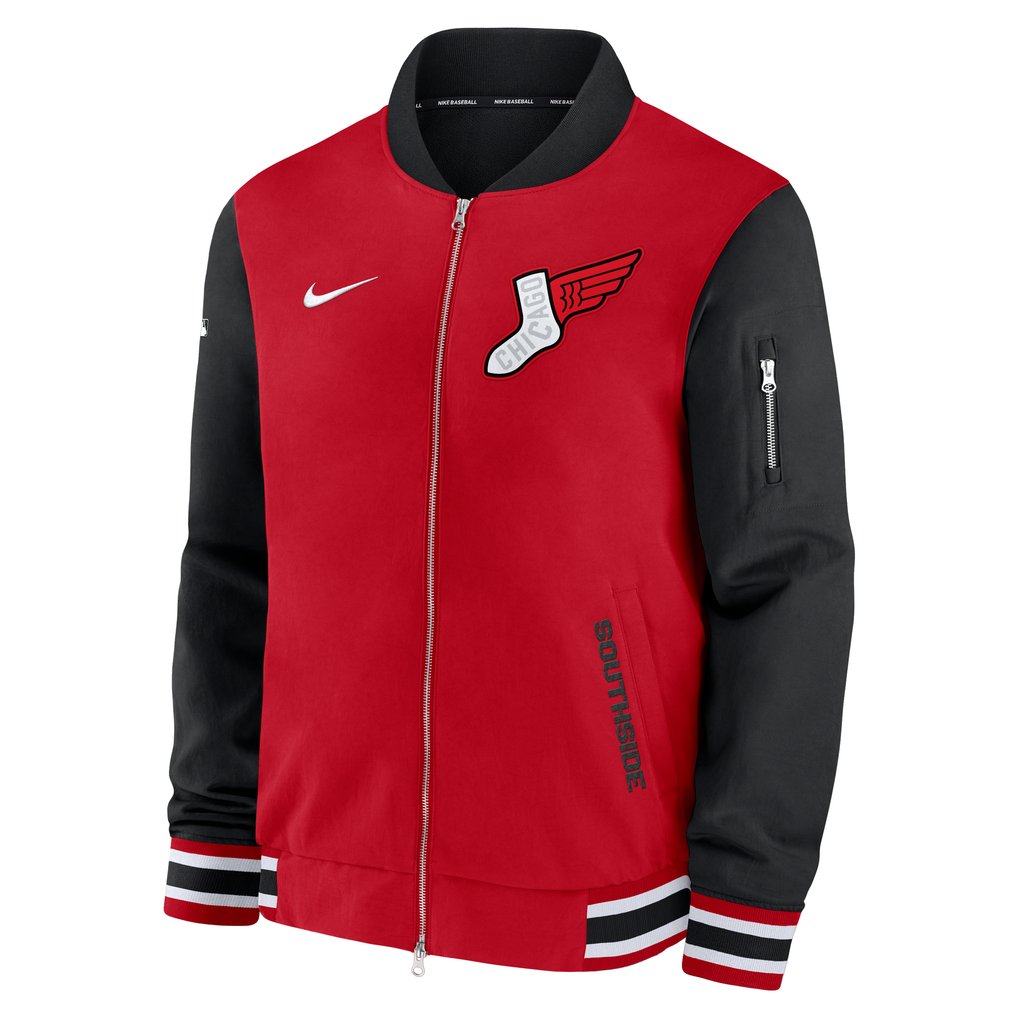 Chicago White Sox Nike 2025 City Connect Authentic Collection Full-Zip Bomber Jacket - Red/Black
