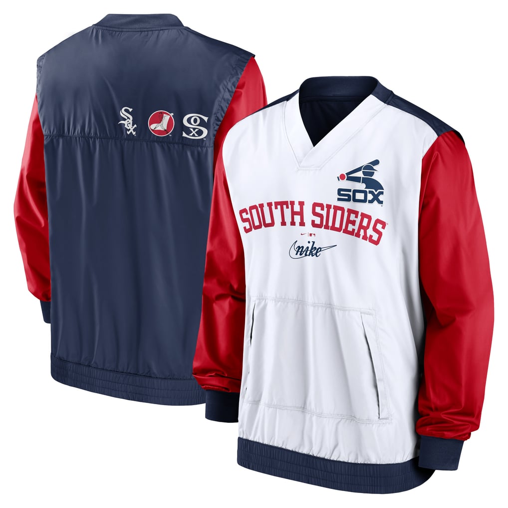 Chicago White Sox Nike Rewind Warmup V-Neck Pullover Jacket - White/Navy
