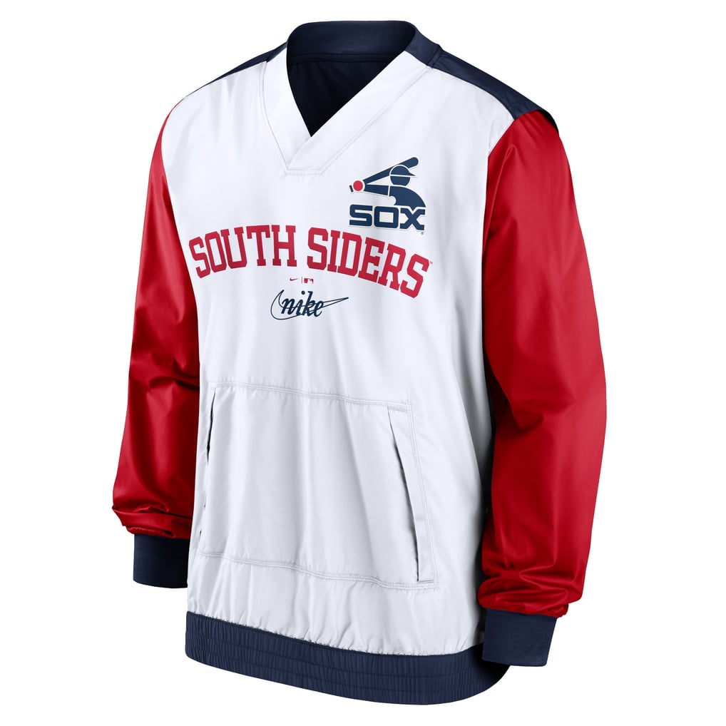 Chicago White Sox Nike Rewind Warmup V-Neck Pullover Jacket - White/Navy