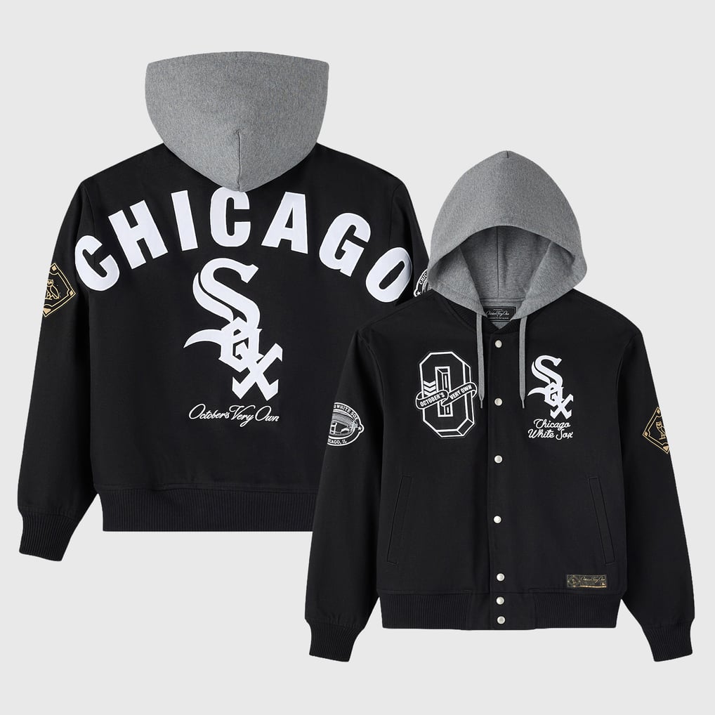 Chicago White Sox OVO x MLB Insulated Twill Full-Snap Bomber Jacket - Black